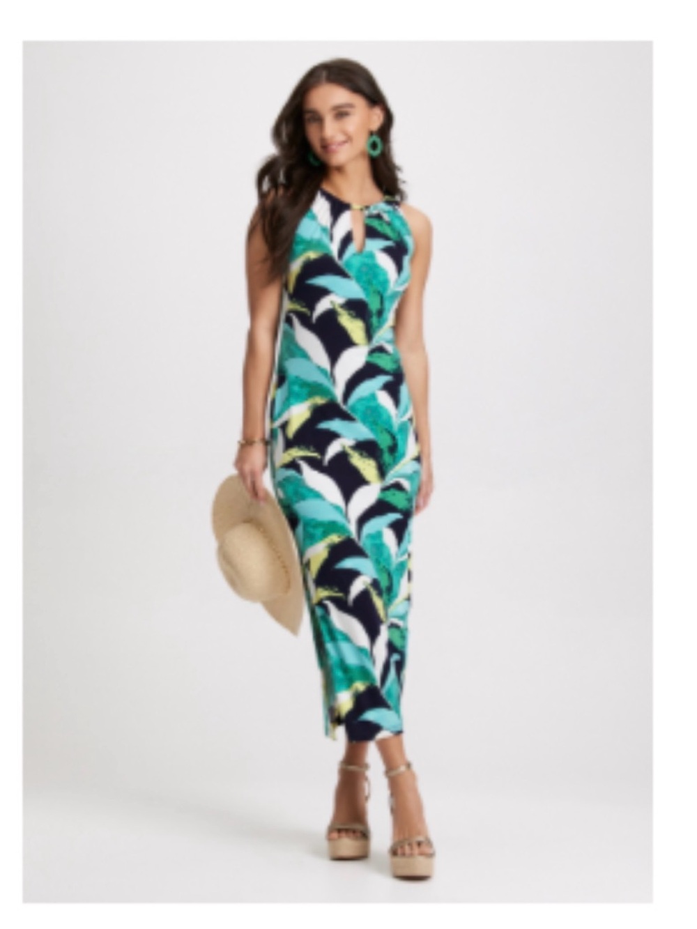 Laura Petites Sleeveless Dress - Navy with Teal Trim XL